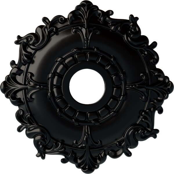 Ekena Millwork Riley Ceiling Medallion (Fits Canopies up to 4 5/8"), 18"OD x 3 1/2"ID x 1 1/2"P, Jet Black CM18RLBLF - main